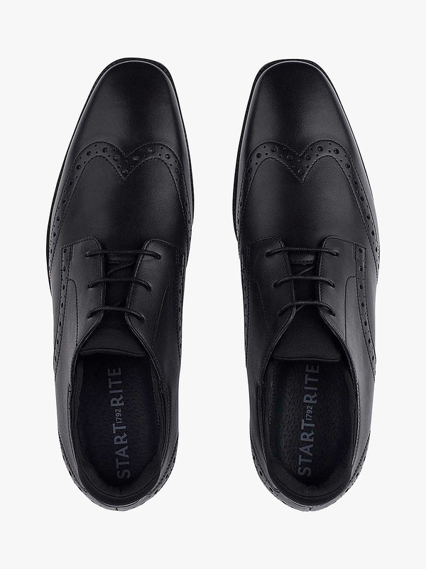 Start Rite Tailor Black Leather Lace Up School Shoes.