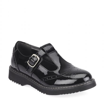 Start Rite Black Patent T-Bar Buckle Girls' School Shoes.