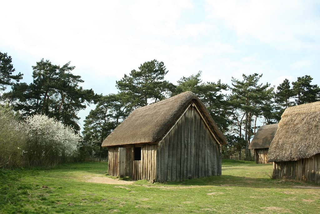 An Anglo-Saxon hut-like house in West Stow Village.