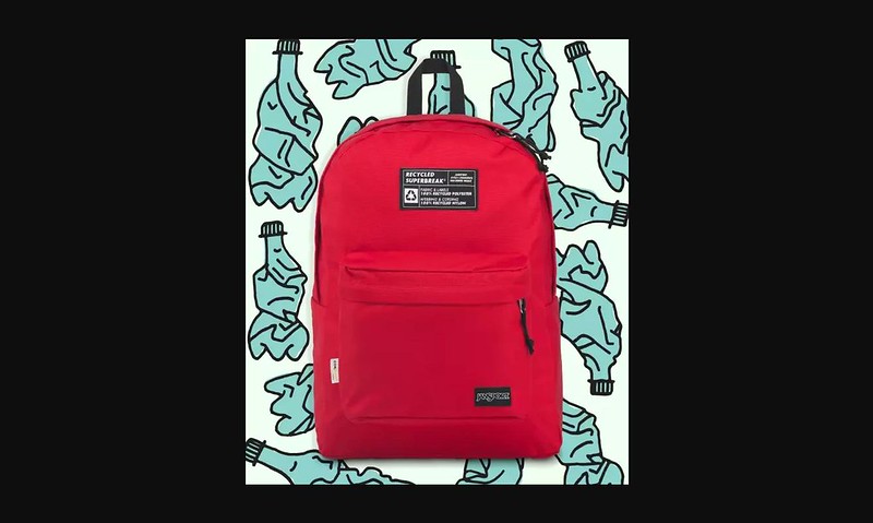 Red Recycled Superbreak backpack.