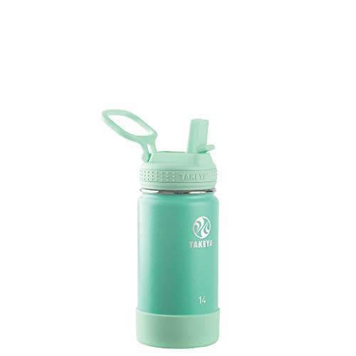 Mint green Takeya Kids' Stainless Steel Insulated Water Bottle.
