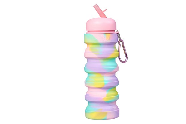 Pastel Smiggle Collapsible Silicone Water Bottle.