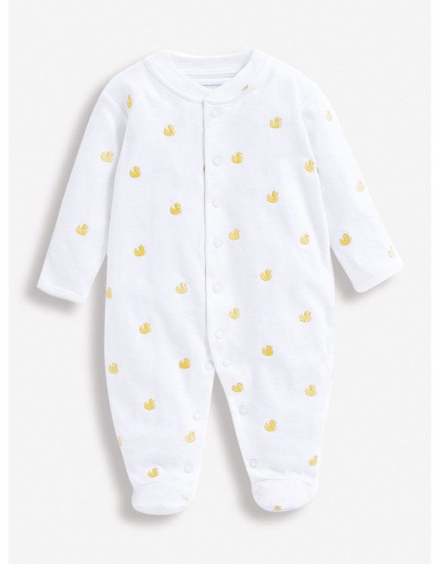 Duck Embroidered Baby Sleepsuit.