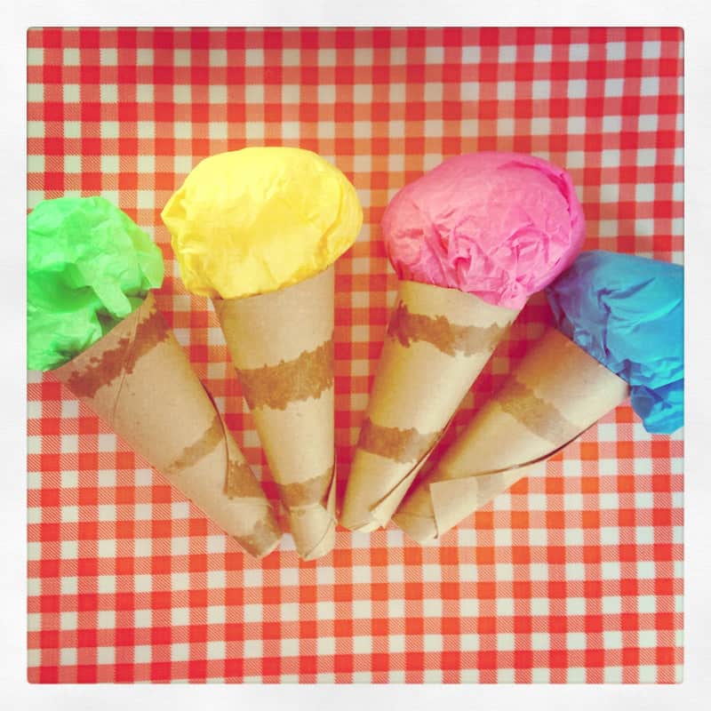 Tissue paper ice cream crafts.