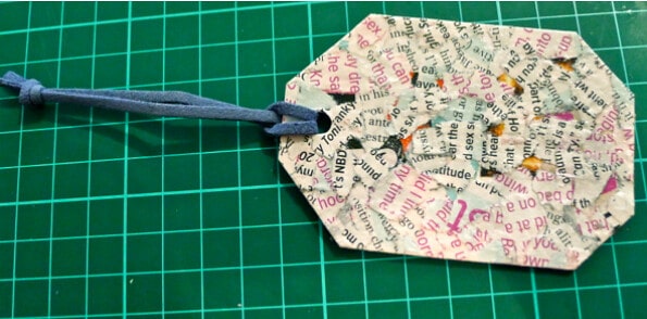 Decoupage DIY luggage tag.