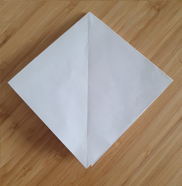 Step 1 to making an origami crow.