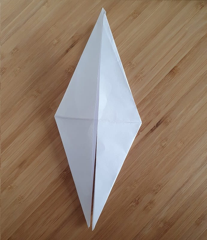 Step 4 to making an origami crow.