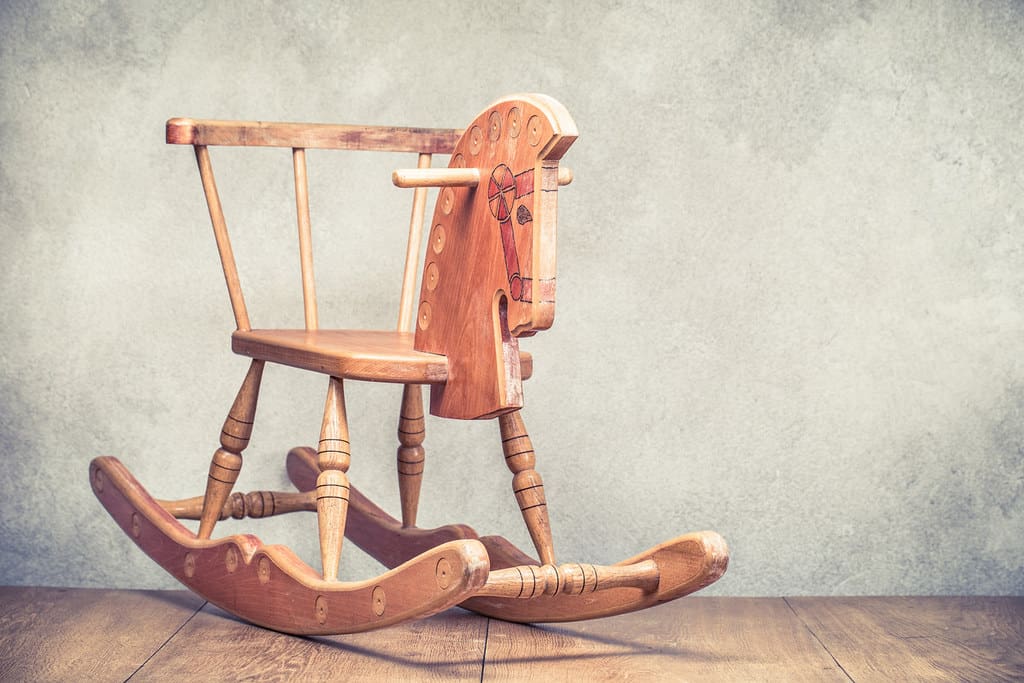 Vintage style wooden rocking horse.