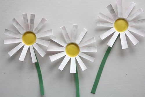 Three origami daisies.
