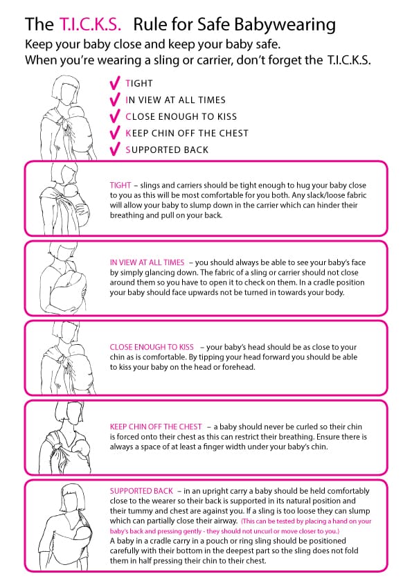 The T.I.C.K.S. rule for Safe Babywearing.