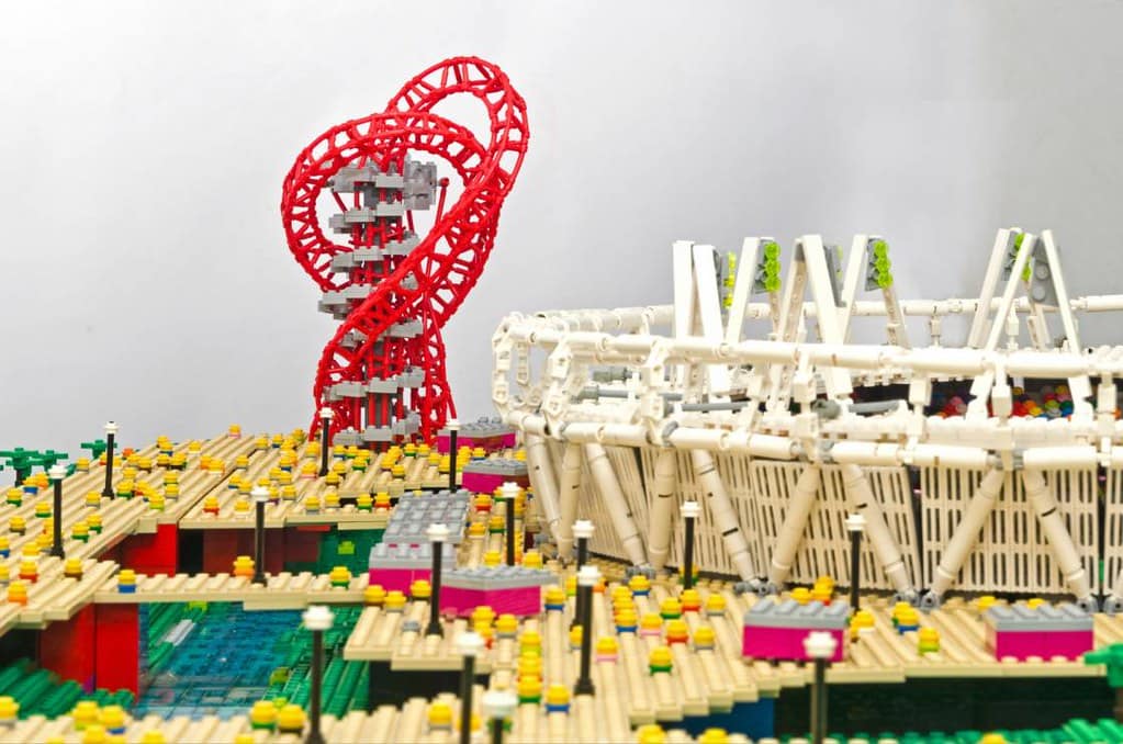 Lego model of the Olympic Park at the Lego Brick City exhibition.