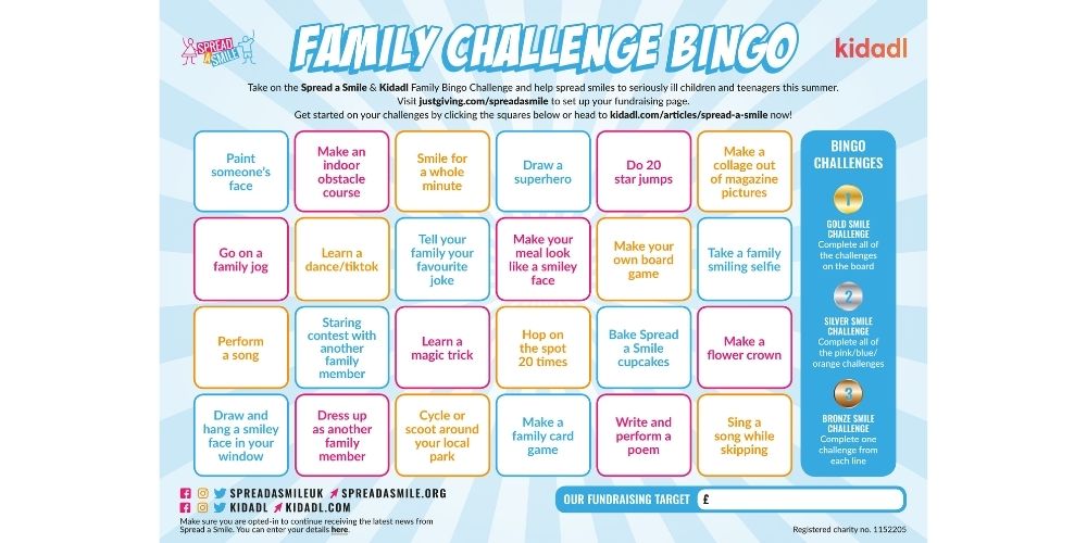 Spread a Smile bingo card.