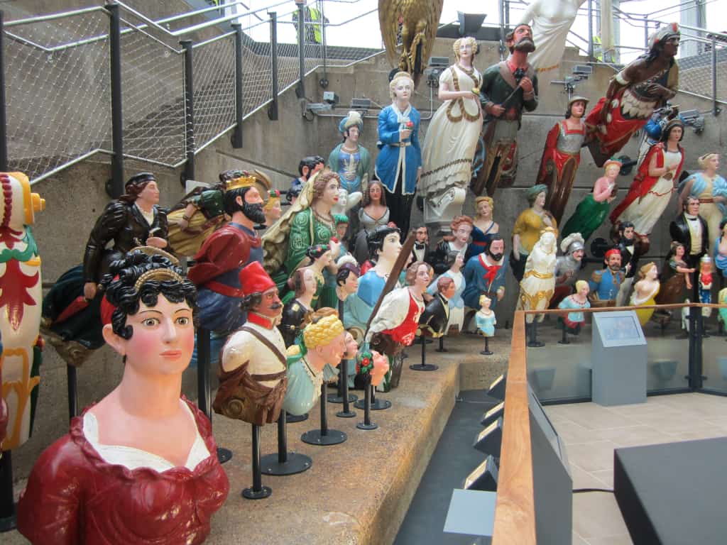 Cutty Sark figureheads on display.