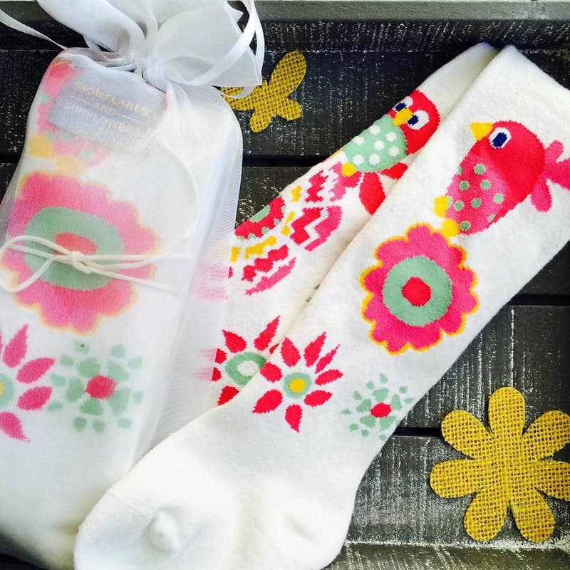 Snowflakes And Sunflowers Bright Floral And Owl Children's Tights.