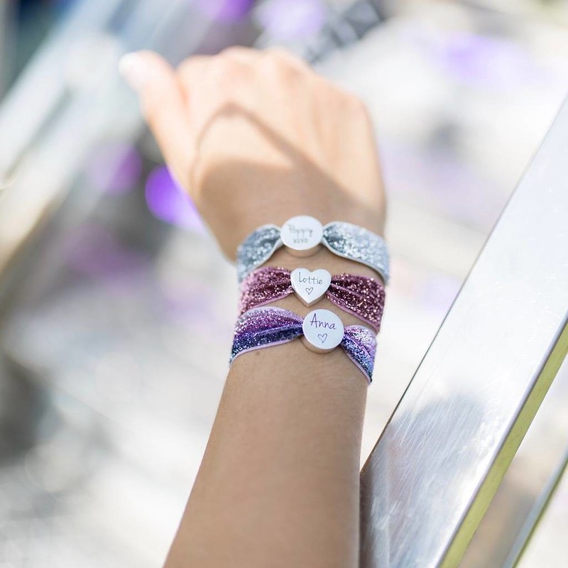 Lily Belle Girls' Personalised Glitter Stretch Bead Bracelet.