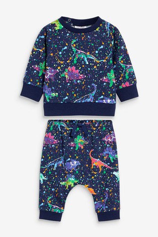 Next Blue Dinosaur Sweatshirt And Joggers Set