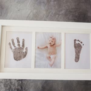 Bubzi Co Beautiful Baby Handprint Kit & Footprint Photo Frame.