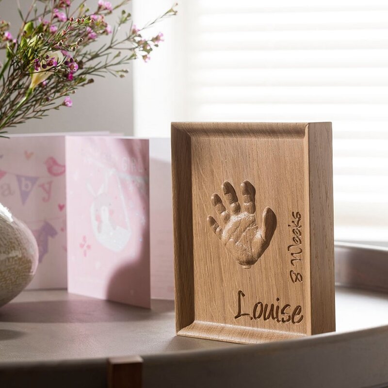 The Lovely Keepsake Company Solid Oak Handprint Carving.