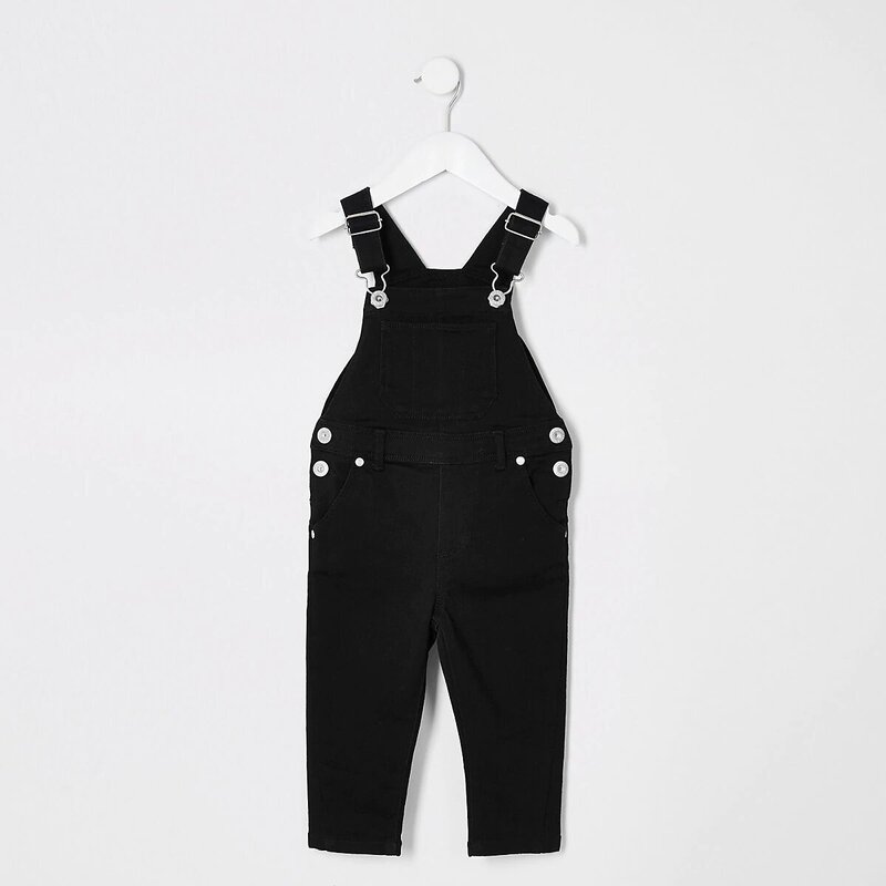 River Island Mini Kids' Black Denim Dungarees.
