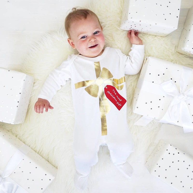 Sparks And Daughters precious gift baby sleepsuit.