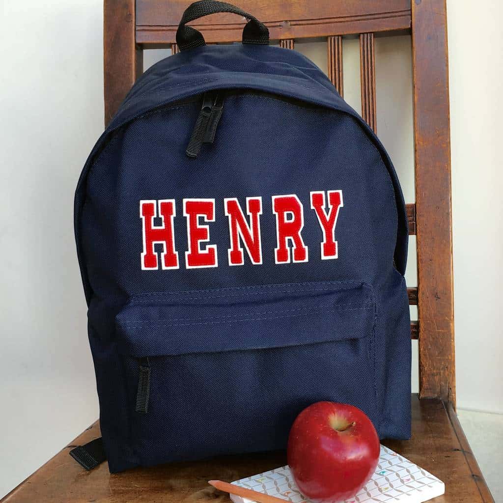 Backpack with personalized letters for 9 year old boys.