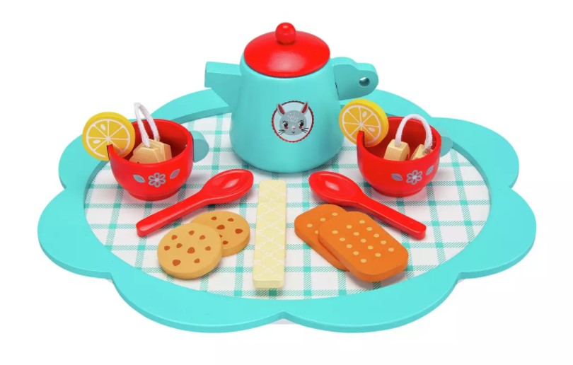 Wooden tea set perfect for afternoon tea.