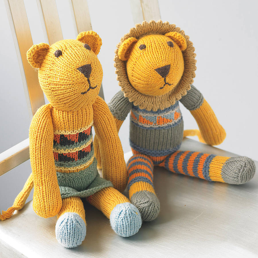 Certified organic cotton soft lion teddies.