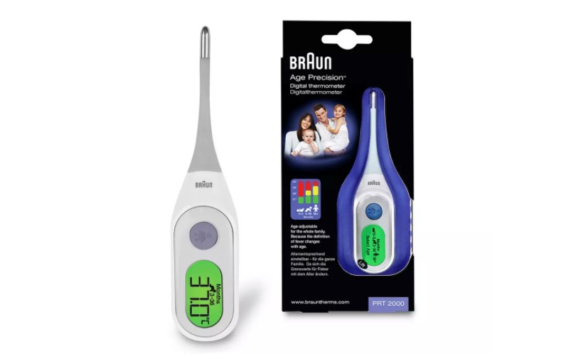 Unique, fast reading and precise digital stick thermometer with age adjustment.