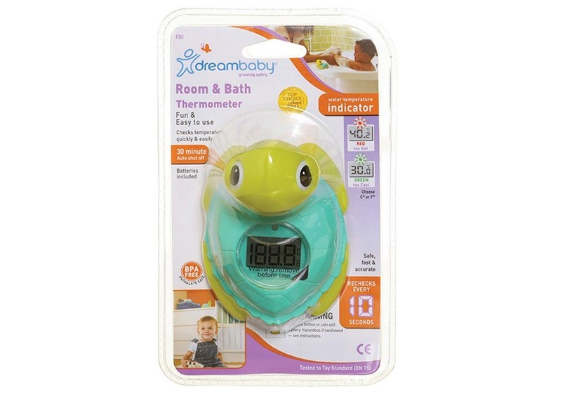 Fun, functional and easy to use room and bath turtle thermometer.