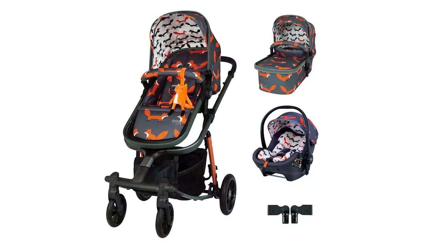 User friendly and elegant design of orange fox travel system set.