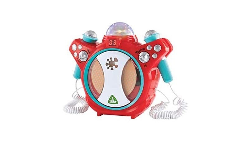 Blue red sing along CD player with attractive lights perfect for duet.