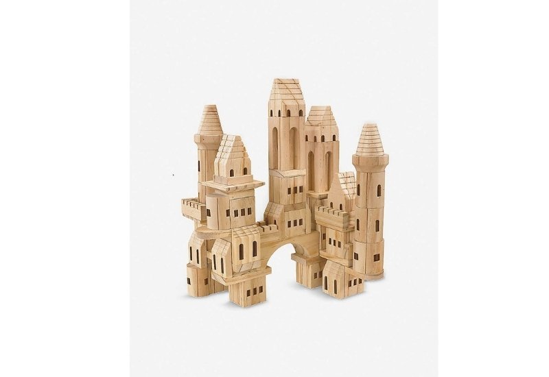Lovable simple brown wooden castle.