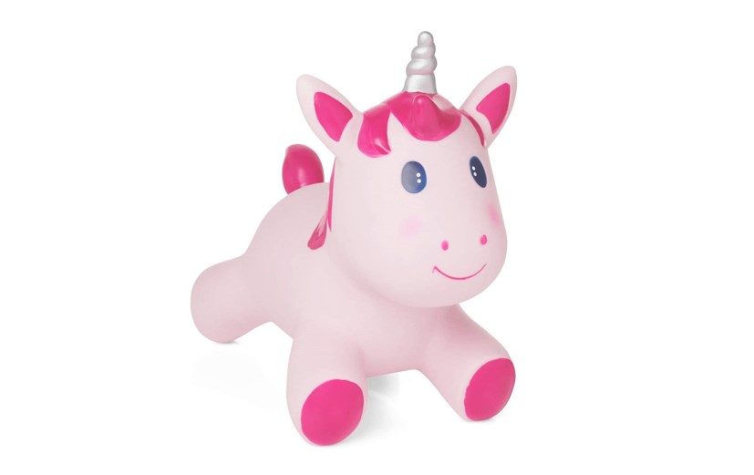 Cute pink easy to set bouncy unicorn.