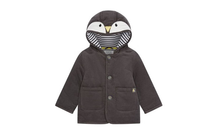 Adorable grey penguin cord jacket design for little kids.