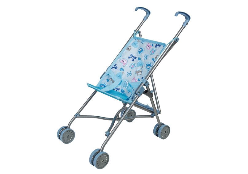 Beautiful blue buggy bear doll's stroller that can be folded easy to keep.