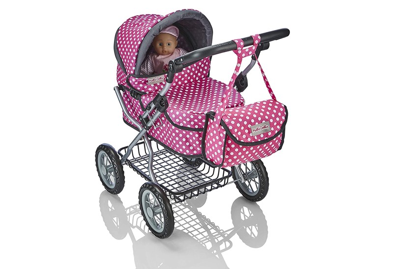 Fabulous deluxe dolls pram with nice fabric, design and polka dots prints.