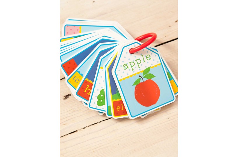 Educational and entertaining colorful flashcards for children containing alphabet and different illustrations.