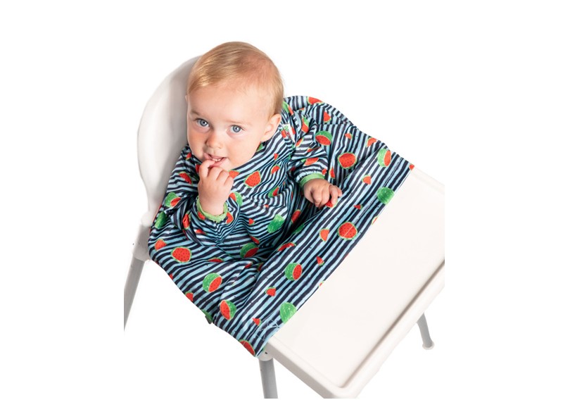 Unique design of bib coverall with watermelon print and stripes, made of quality materials