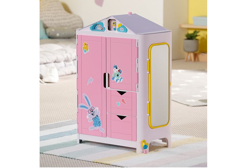 Attractive colorful mini house structure design of wardrobe for dolls.