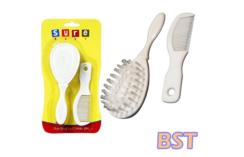 Set of brush and comb for infant to their adorable baby's hair grooming.