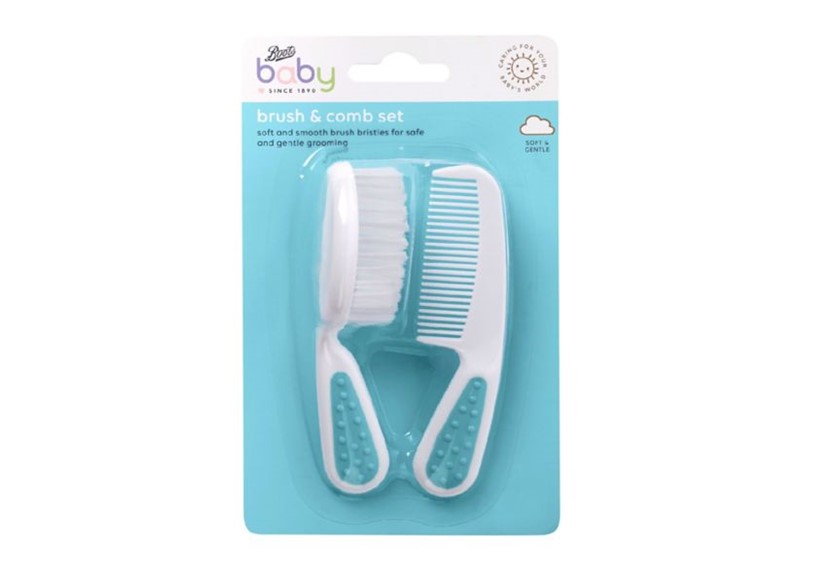 Set of plain white hair brush and comb perfect for babies safe and gentle grooming.