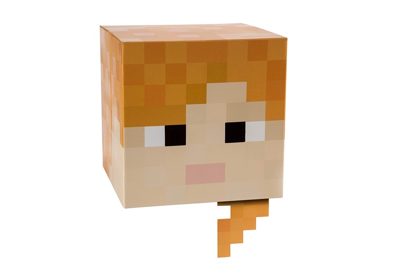 Authentic gear of Minecraft cardboard head with adjustable feature perfect for cosplays and roleplaying.