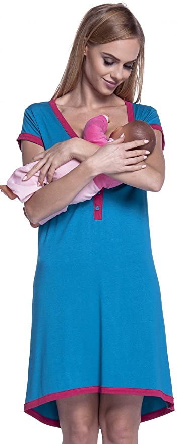 Women's Maternity Nursing Breastfeeding Nightdress Shirt Gown.