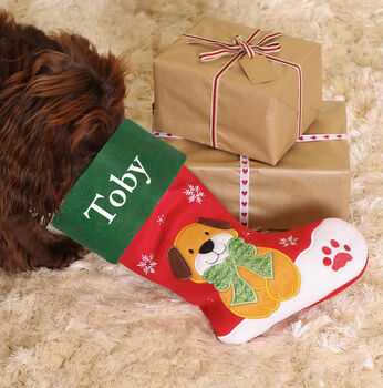 DIBOT Pet Parents Personalised Dog Christmas Stocking.