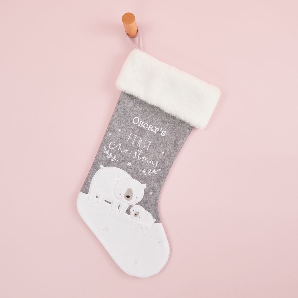 My 1st Years Personalised Small Fur Top 1st Christmas Stocking.