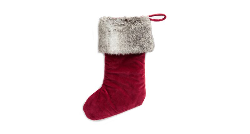 John Lewis & Partners Velvet Stocking With Faux Fur Trim.