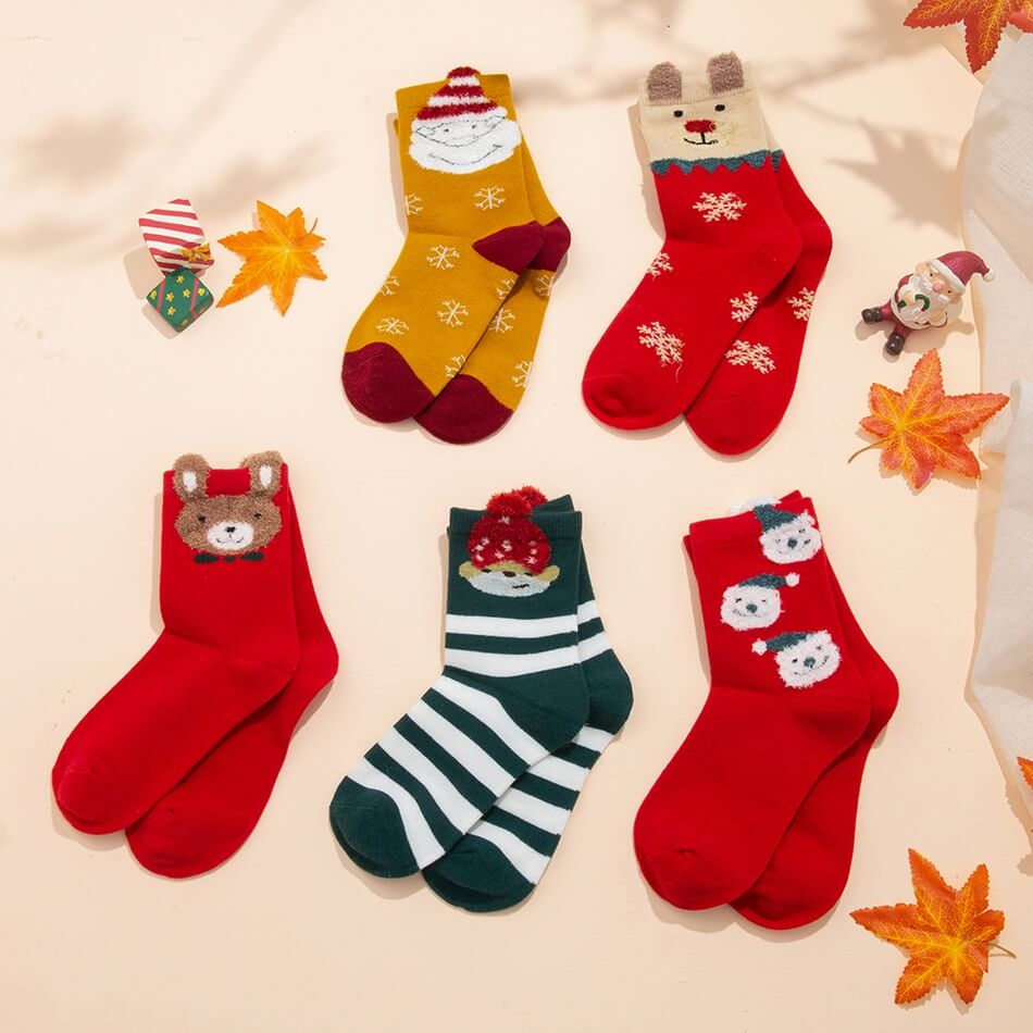 PatPat 5-Pack Toddler/Kid Christmas Middle Socks