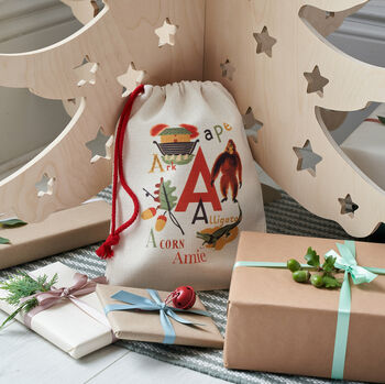 Bombus Personalised Vintage Alphabet Christmas Eve Bag.