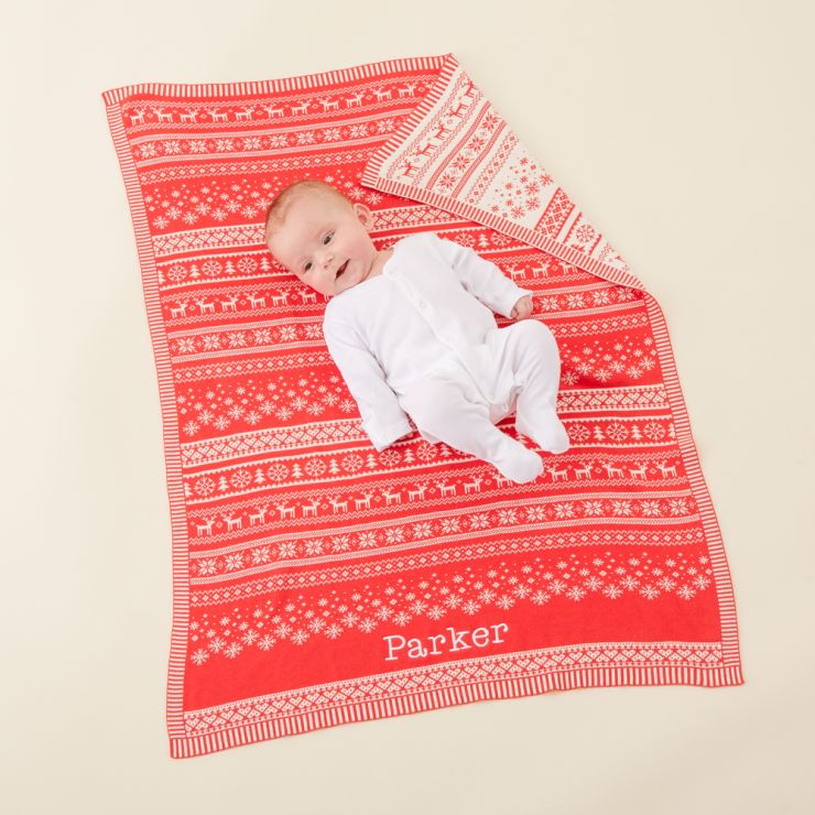 Personalised Red Fairisle Christmas Blanket