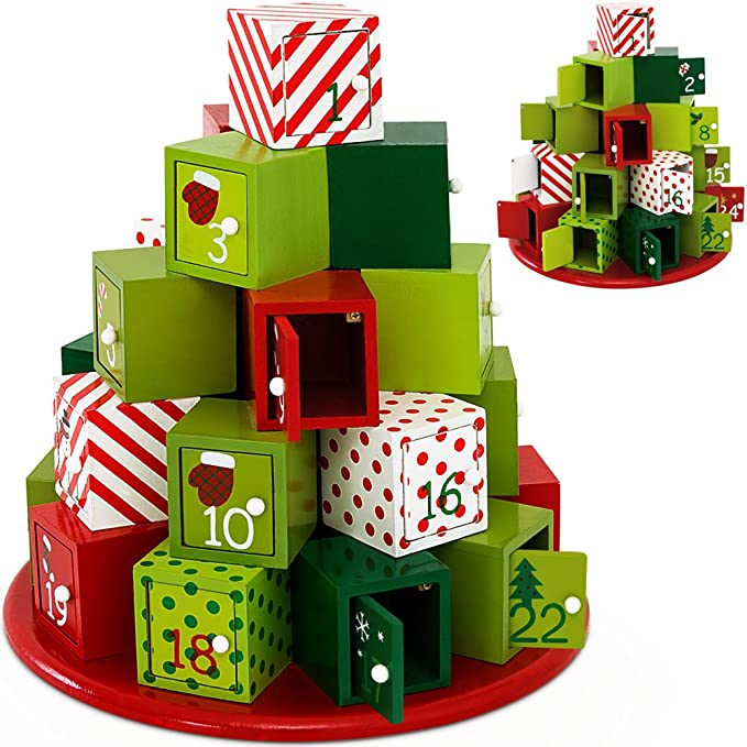 Traditional Wooden Christmas Advent Calendar.